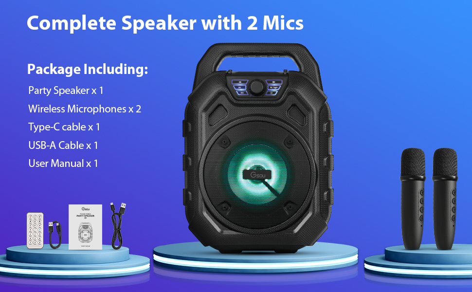 Karaoke Machine with 2 Wireless Microphones