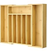 Vtopmart Expandable Bamboo Drawer Organizer for Kitchen, Adjustable Tray | Silverware, Cutlery & ...