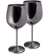 TJ Wine Glasses Stainless Steel Set of 2, Unbreakable Wine Glass 17oz, Wine Accessories Cool Wine...