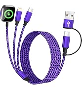 Travel Essentials 3in2 Multi Charging Cable for iPhone Watch Charger 5FT | USB A/C to Type C/IP/i...