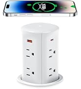 ANNQUAN 3" Pop Up Countertop Receptacle with 4 USB Ports 15W Wireless Charger,Max 20W Power Deliv...