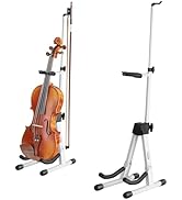 Augioth White Violin Stand with Bow Holder – Adjustable Height, Non-Slip Base & Protective Head L...