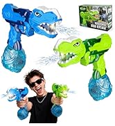 2 Pack Electric Water Gun for Kids Adults, Dinosaur Automatic Squirt Guns with LED Flash & Sound,...