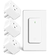 Remote Switch Outlet, GreenCyle 3 Outlet Plug with Remote, Wireless On/Off Light Switch Wall Moun...
