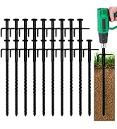 Cheardia 20 Pack 8 Inch Tent Stakes, Heavy Duty Canopy Anchors with Metal Top and Spiral Body, Bl...