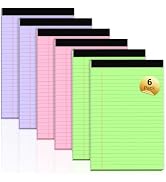 Legal Pads 5x8 Inch, 6 Pack, Narrow Ruled, 5x8 Colored Legal Pad, Mini Double-Sided Printing Note...