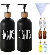 LOOCHICA 2 Pack Black Glass Soap Dispenser Set, Hand and Dish Soap Dispenser for Kitchen Sink, Ma...