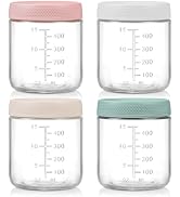 POIKSHARK 4-Pack Overnight Oats Containers with Lids,16 OZ Wide Mouth Glass Jars with Airtight Li...