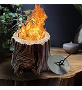 KILOGOGRAPH Tabletop Fire Pit- Smores Maker Kit, Concrete Tree Stump Base, Indoor Outdoor Firepit...