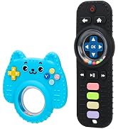 MISSLILI 2 Packs Teething Toy for Babies 0-6-9-12 Months, Silicone Baby Rattles Teether, Teething...