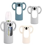 HUAKENER 3 Pack Silicone Sleeves with Handles for Dr Brown's Glass Baby Bottles 8 oz, Anti Breaka...