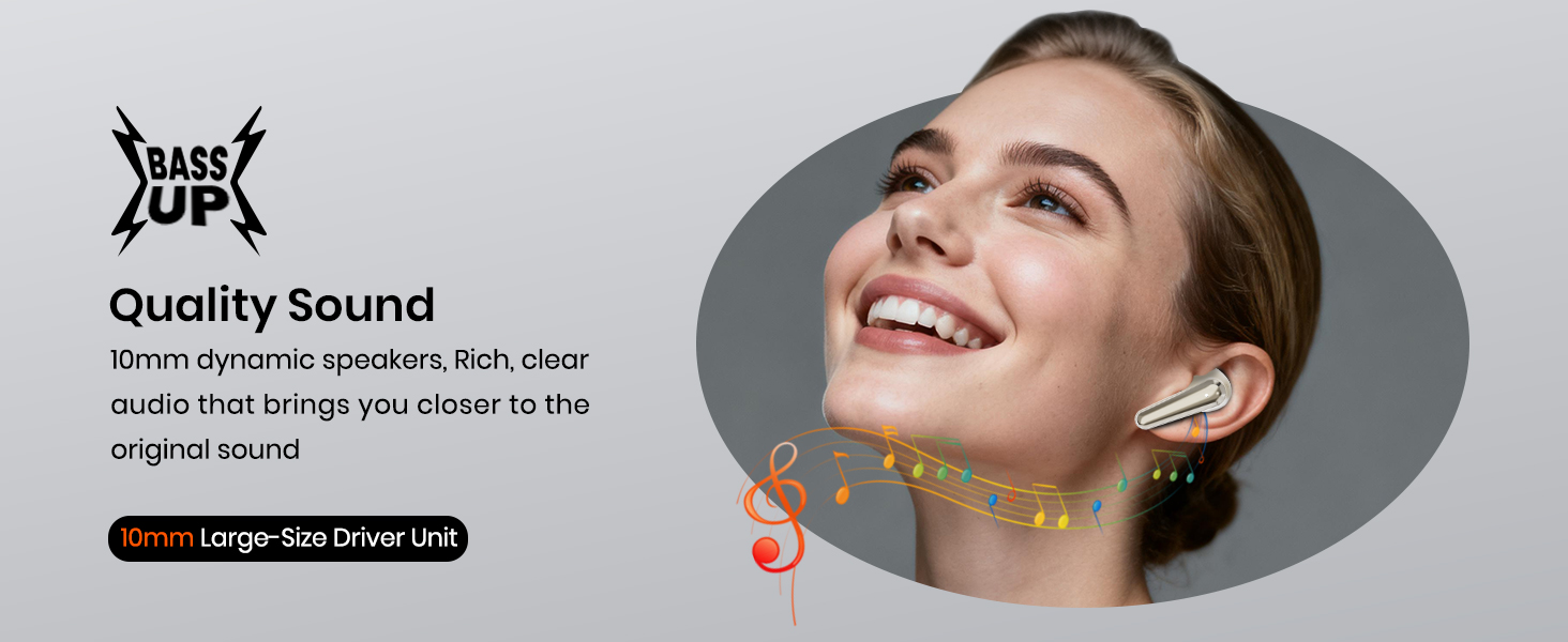 Wireless Earbuds, Bluetooth 5.4 Headphones Bass Stereo, Ear Buds with Noise Cancelling Mic