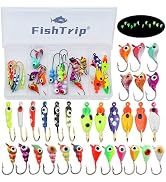 FishTrip Ice Fishing Jigs Kit, 30/60Pcs Glow Ice Fishing Lure Set for Winter Ice Jigging Crappie ...