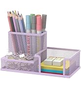 SUPEASY Mesh Pen Holder Desk Organizer, Office Supplies Pencil Storage with 3 Compartments, Offic...