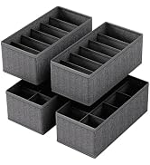 FAMALAHEE 4 PACK Sock Underwear Drawer Organizer Dividers, Collapsible Cabinet Closet Storage Box...