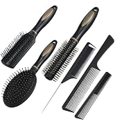 6 Pieces Detangling Styling Comb Set for Women and Men - For Straight, Curly, and All Hair Types