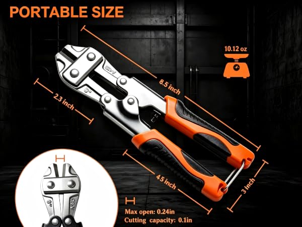 Portable size max open: 0.24in cutting capacity: 0.1in