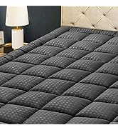 HYLEORY Queen Mattress Pad Quilted Fitted Mattress Protector Cooling Pillow Top Mattress Cover Br...