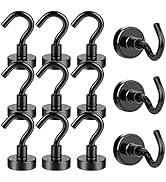 MIKEDE Black Magnetic Hooks, 22Lbs Heavy Duty Neodymium Magnets with Hooks for Refrigerator, 12 P...