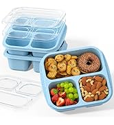 Enstphjoy Snack Boxes (3 Pack) - Stackable Bento Boxes with 3 Compartments, Meal Prep Containers ...
