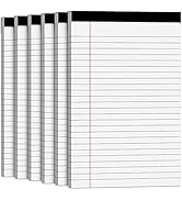 Note Pads 5x8 Small Legal Pads White Notepad, 6 Pack, Narrow Ruled Notepads, Micro Perforated Leg...