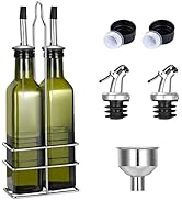Gusnilo Glass Olive Oil Bottle - 250ml Second Generation Green Oil & Vinegar Cruet with Pourers a...