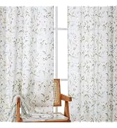 Chyhomenyc Roman Linen Blend Curtains 84 Inch Length 2 Panels Set, Light Filtering Floral Curtain...