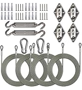 ShadeMart 6 Inch Stainless Steel Hardware Kit Plus Cable for Rectangle Or Square Sun Shade Sail I...