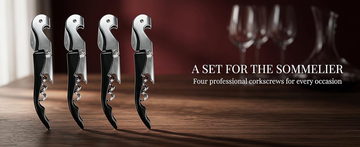 4-piece stainless steel wine opener collection