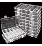 LDXDRU 10 Pack 6 Grids Tackle Box Organizer, Plastic Organizer Box, Clear Organizer Box with Divi...