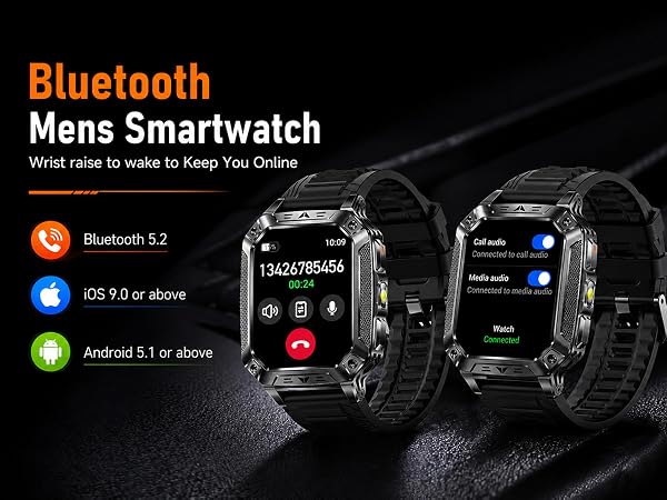 Bluetooth Mens Smartwatch