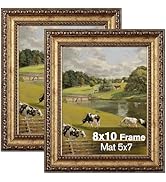 Splinterix 8x10 Gold Picture Frame, 2 Pack Ornate Vintage Picture Frames for Wall or Tabletop Dis...