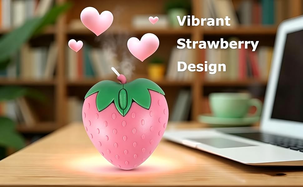 Wired Mouse Cute pink Fruit Strawberry Shape Silent Portable Girly Optical girl boy women gift