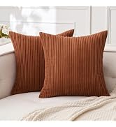 MIULEE Pack of 2 Corduroy Soft Soild Decorative Square Throw Pillow Covers Cushion Cases Pillowca...