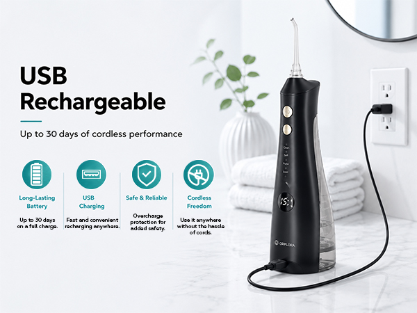 SimpliCare F5052 cordless water flosser for daily oral care and deep cleaning