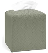 Tissue Box Cover, PU Leather Square Tissue Box Holder with Braided Pattern, Cube Tissue Box Cover...