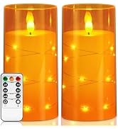 Homemory Halloween Flameless Candles, Orange LED Pillar Candles, Fall Decor | 3"x6" Flickering Ba...