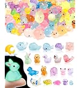 FIVEIZERO 100PCS Luminous mini Resin Animals Bulk - 20 Styles Glow in The Dark Plastic Tiny Anima...
