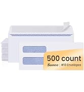 SUNEE Envelopes Self Seal – #10 Double Window Envelopes 500 Pack, Security Tint, Self Seal Closur...