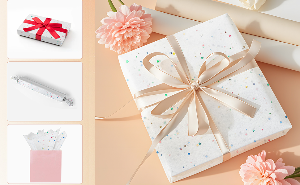 White Glitter Tissue for Holiday 03