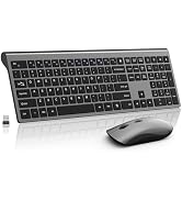 Wireless Mouse and Keyboard Combo, Silent Full-Size Computer Keyboard with Calculator Button, 240...