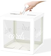 White Clear Cards Box, White Cards Receiving Box For Wedding, Engagement, Birthday, Bridal or Bab...