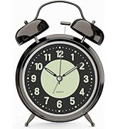 Azyh Loud Alarm Clock for Heavy Sleeper, 4 Inches Twin Bell Battery Operated Metal Alarm Clocks w...