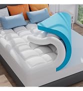 ELEMUSE 3 Inch Full Size Dual Layer Memory Foam Mattress Topper, 2 Inch Cooling Gel Foam, 1 Inch ...