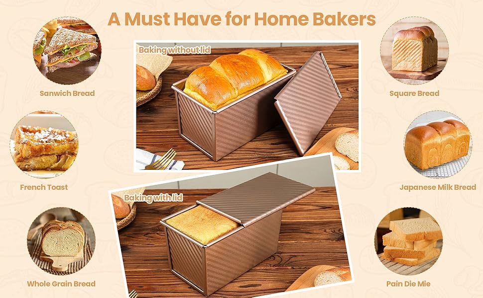 pullman loaf pan with lid, 1 lb dough