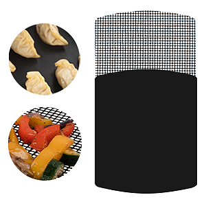 grill mat and mesh mat being used to cook different types of food