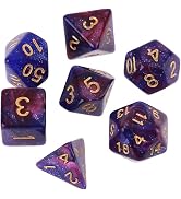 7Pcs/Set Purple Dichromatic D4 D6 D8 D10 D12 D20 Polyhedral Dices Numbers Dials Desktop Board Gam...