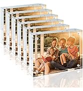Egofine 5x7 Acrylic Frames 6 Pack, 20mm Thicker Frameless Clear Picture Frames, Double Sided Magn...