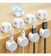 Kanemc Cable Clips Cord Holder for Desk, 360° Spin Magnetic Wire Organizer Self Adhesive Cord Man...