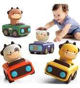 iPlay, iLearn Press and Go Car Toys for Toddlers 1-3, Baby Animal Racing Cars, Infant Play Vehicl...
